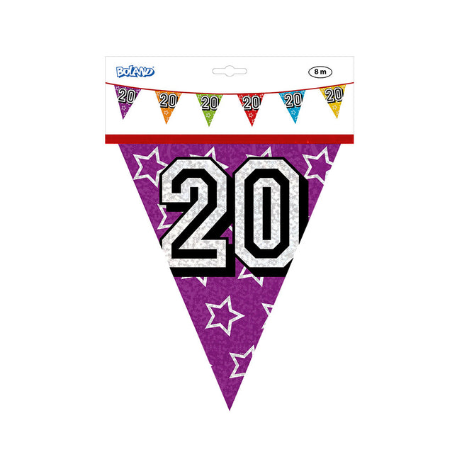 Feestbazaar Vlaggenlijn Holografisch 20 Jaar - 8 Meter