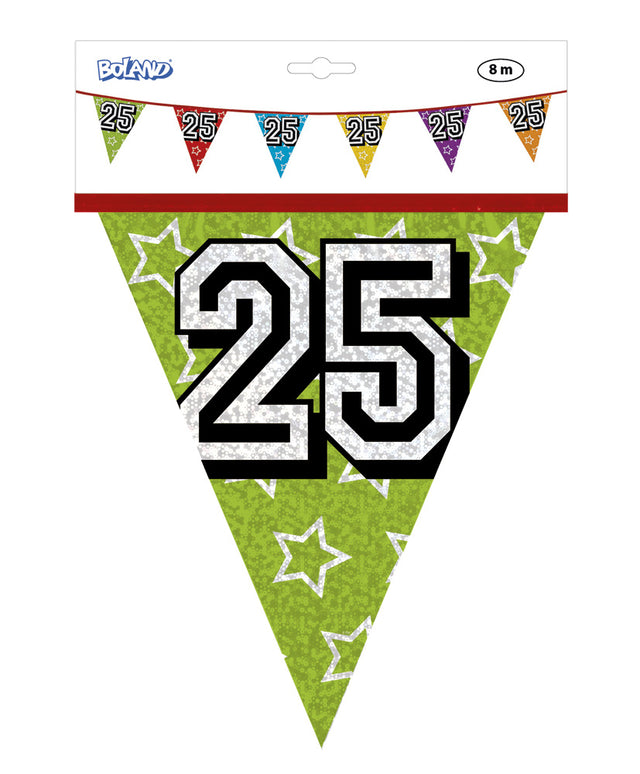 Feestbazaar Vlaggenlijn Holografisch 25 Jaar - 8 Meter