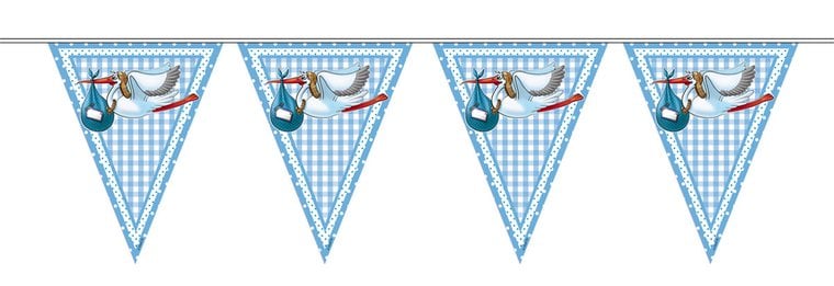 Feestbazaar Vlaggenlijn Ooievaar blauw