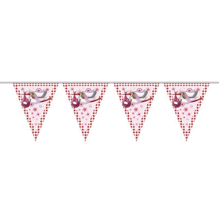 Feestbazaar Vlaggenlijn ooievaar roze