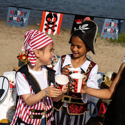 Feestbazaar Vlaggenlijn Pirate Party Geblokt (6m)