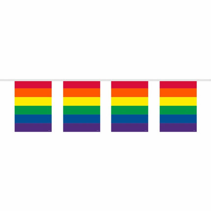 Feestbazaar Vlaggenlijn Regenboog Vierkant - 10 meter