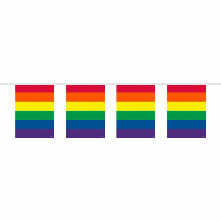 Feestbazaar Vlaggenlijn Regenboog Vierkant - 10 meter
