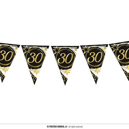 Feestbazaar Vlaggenlijn Sterren zwart/wit/goud 30 Jaar (3m)