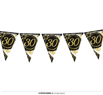 Feestbazaar Vlaggenlijn Sterren zwart/wit/goud 30 Jaar (3m)