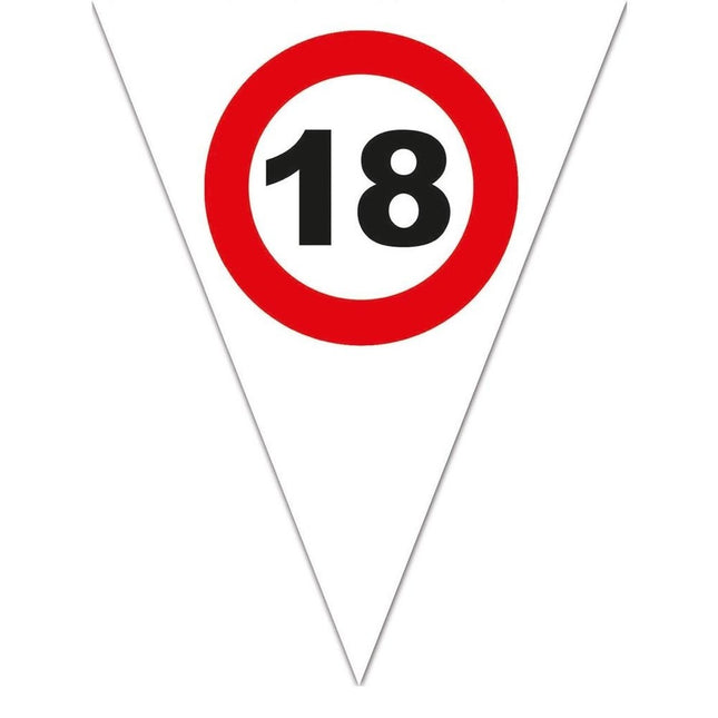 Feestbazaar Vlaggenlijn Verkeersbord 18 Wit - 5 meter