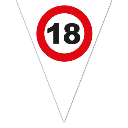 Feestbazaar Vlaggenlijn Verkeersbord 18 Wit - 5 meter