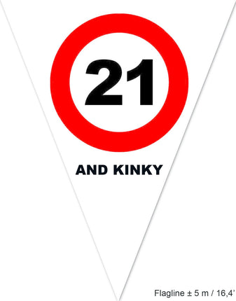Feestbazaar Vlaggenlijn Verkeersbord 21 Jaar Wit - 5 Meter