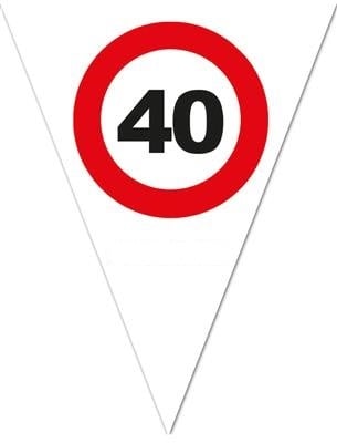 Feestbazaar Vlaggenlijn Verkeersbord 40 Jaar Wit - 5 Meter