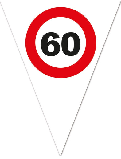 Feestbazaar Vlaggenlijn Verkeersbord 60 Jaar Wit - 5 Meter