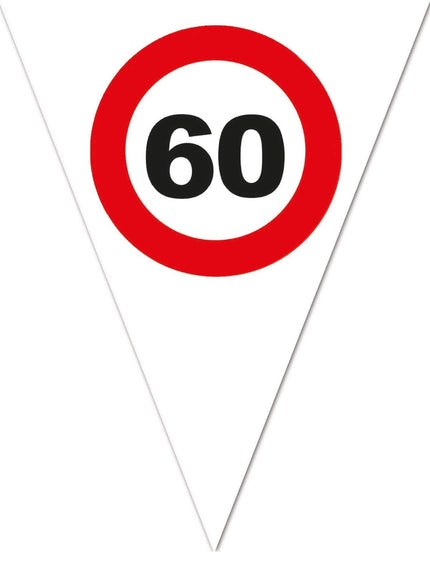 Feestbazaar Vlaggenlijn Verkeersbord 60 Jaar Wit - 5 Meter
