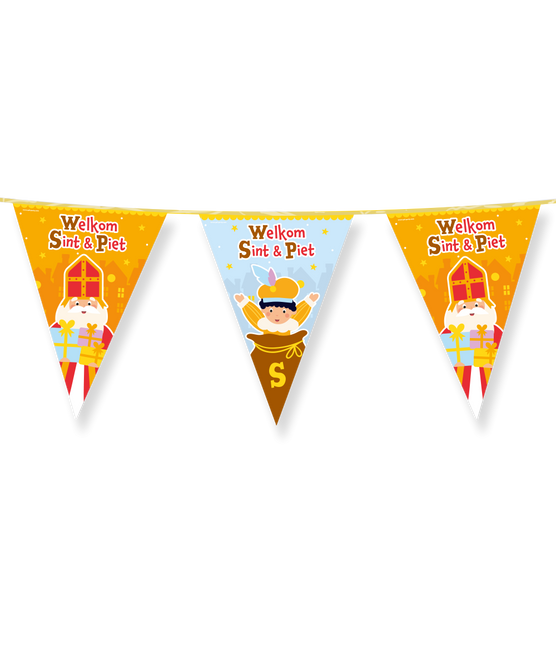 Feestbazaar Vlaggenlijn Welkom Sint & Piet Cartoon Vigo (10m)