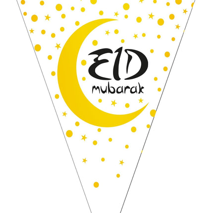 Feestbazaar Vlaggenlijn Wit Eid Mubarak (5m)