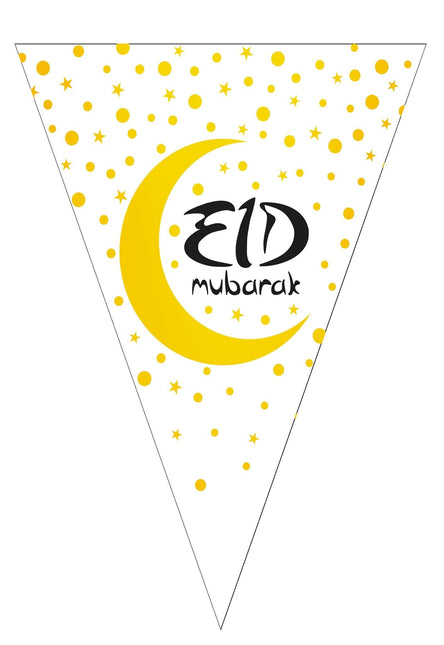 Feestbazaar Vlaggenlijn Wit Eid Mubarak (5m)