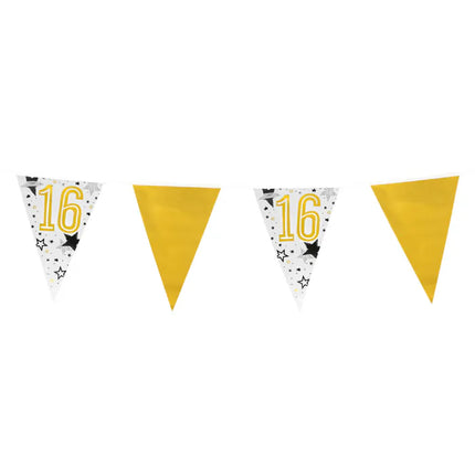 Feestbazaar Vlaggenlijn Wit/Goud met Sterren '16'