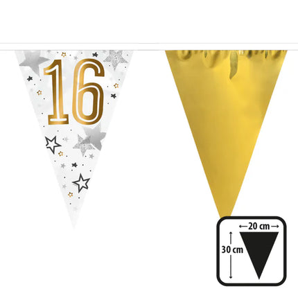 Feestbazaar Vlaggenlijn Wit/Goud met Sterren '16'