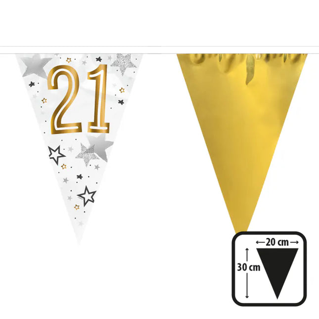 Feestbazaar Vlaggenlijn Wit/Goud met Sterren '21'