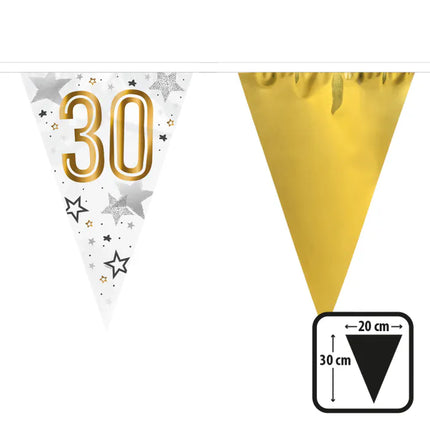 Feestbazaar Vlaggenlijn Wit/Goud met Sterren '30'