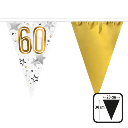 Feestbazaar Vlaggenlijn Wit/Goud met Sterren '60'