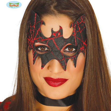 Feestbazaar Vleermuis masker zwart/rood