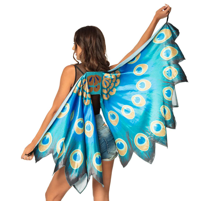 Feestbazaar Vleugels Pauw Blauw (115x155cm)