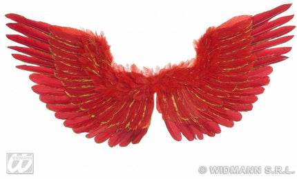 Feestbazaar Vleugels rood met zilver glitter 86x42cm