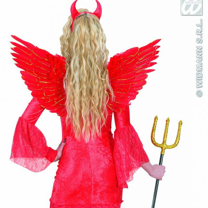 Feestbazaar Vleugels rood met zilver glitter 86x42cm