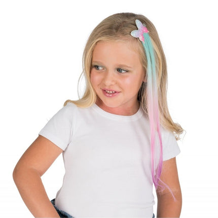Feestbazaar Vlinder Haarclip Met Blauw/Roze Haar