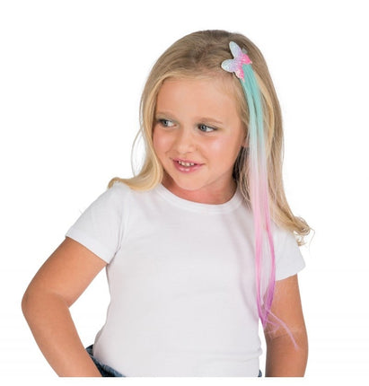 Feestbazaar Vlinder Haarclip Met Blauw/Roze Haar