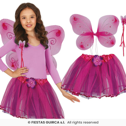 Feestbazaar Vlinder Set Kind Lila/Roze