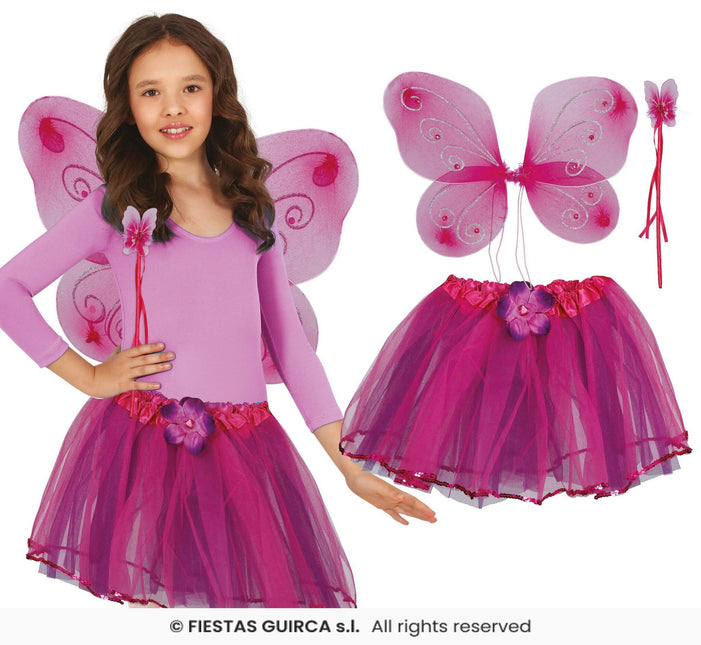 Feestbazaar Vlinder Set Kind Lila/Roze