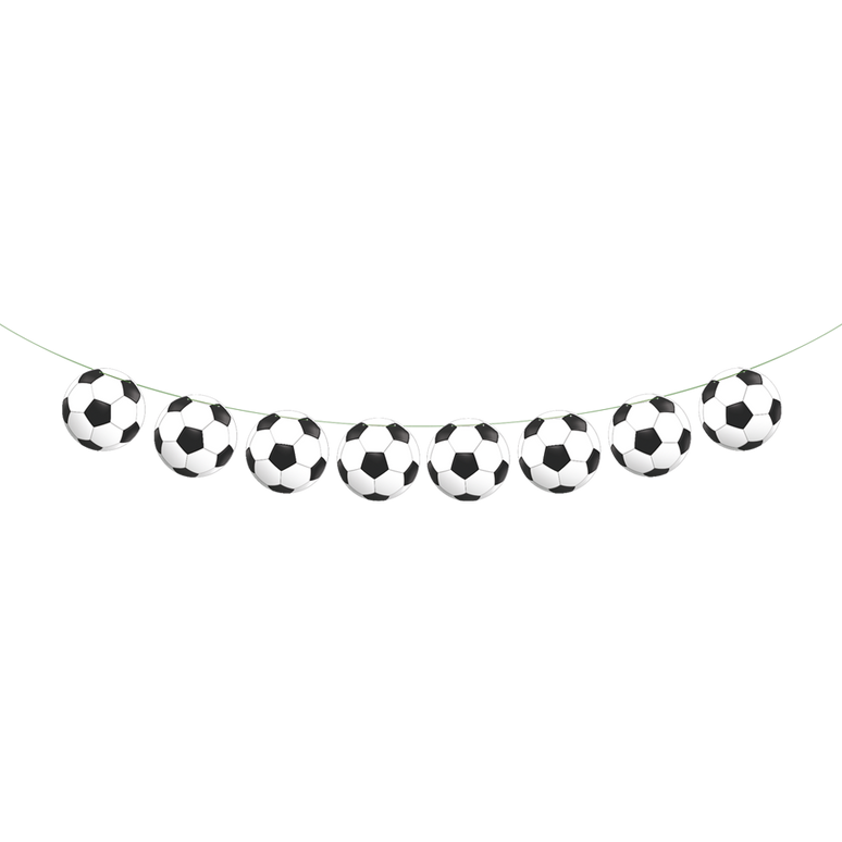 Feestbazaar Voetbal Slinger Zwart Wit 2m