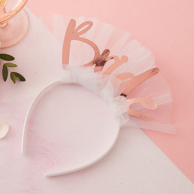 Feestbazaar Vrijgezellenfeest Diadeem 'Bride' Rose goud