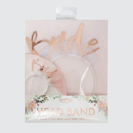 Feestbazaar Vrijgezellenfeest Diadeem 'Bride' Rose goud
