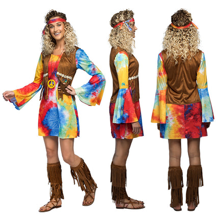 Feestbazaar Vrouwenkostuum Hippie Breeze 5-delig