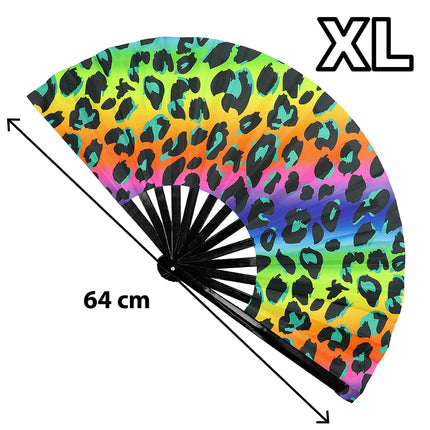 Feestbazaar Waaier Rave Wild Luipaard XL 64cm