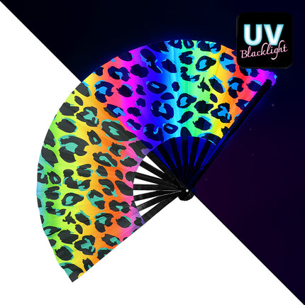 Feestbazaar Waaier Rave Wild Luipaard XL 64cm