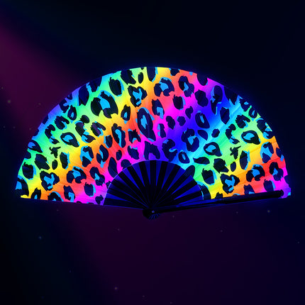 Feestbazaar Waaier Rave Wild Luipaard XL 64cm