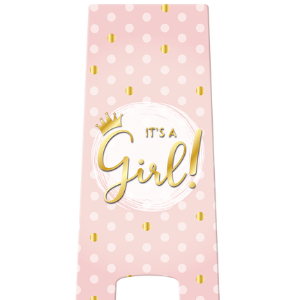 Feestbazaar Waarschuwingsbord It's A Girl Roze/Goud