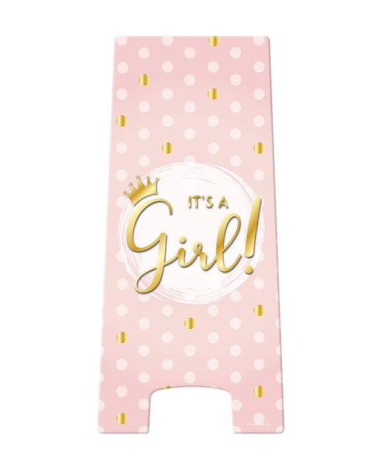 Feestbazaar Waarschuwingsbord It's A Girl Roze/Goud