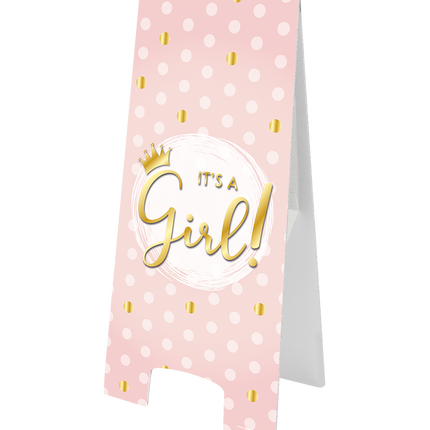 Feestbazaar Waarschuwingsbord It's A Girl Roze/Goud