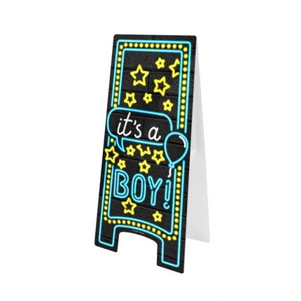 Feestbazaar Waarschuwingsbord Neon Hoera Een Jongen!