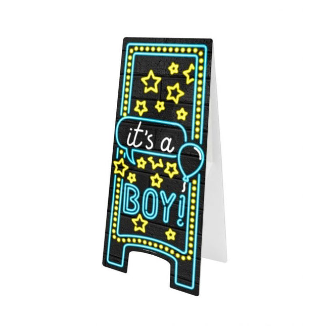 Feestbazaar Waarschuwingsbord Neon Hoera Een Jongen!