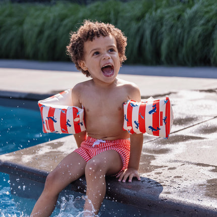 Feestbazaar Walvis Baby Zwembandjes Rood Wit (0-2 Jaar)