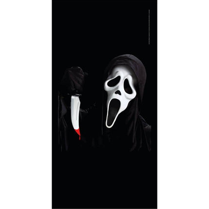 Feestbazaar Wanddecoratie Doek Scream Met Mes (170cm)