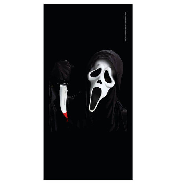 Feestbazaar Wanddecoratie Doek Scream Met Mes (170cm)