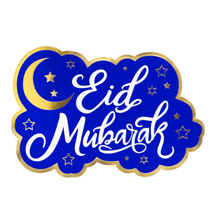 Feestbazaar Wanddecoratie Eid Mubarak Blauw/Goud 33cm
