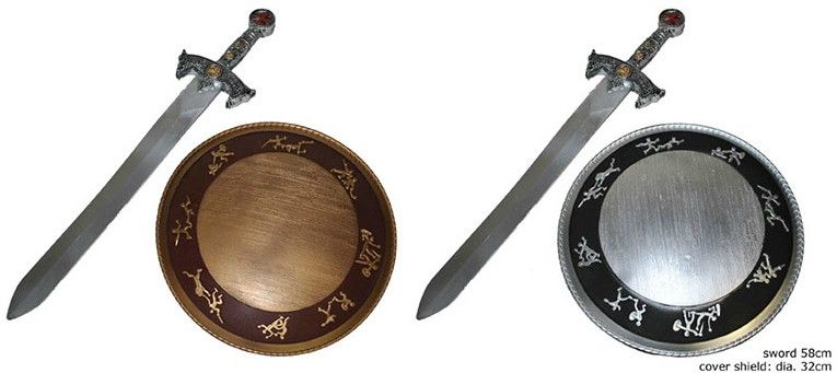 Feestbazaar Wapenset schild & zwaard Ridder Deluxe brons/zilverkleurig