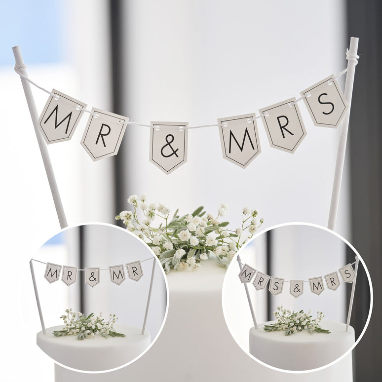 Feestbazaar Wedding Cake Topper 'Mr & Mrs' Aanpasbaar