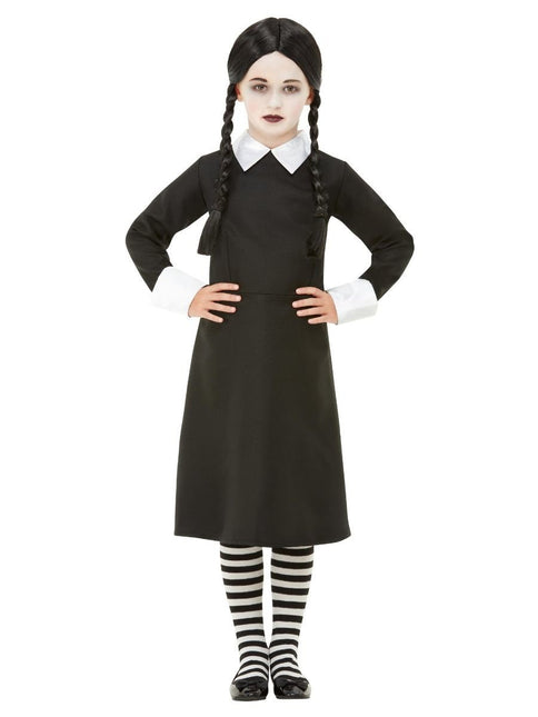 Feestbazaar Wednesday Addams Kostuum Met Pruik